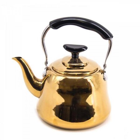 ابريق شاي 2 لتر ستانلس ستيل ذهبي يد عظم اسود K003GD-2L +ذ5+