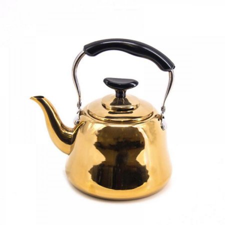ابريق شاي 1.5لتر ستانلس ستيل ذهبي يد عظم اسود K003GD-1.5L +ذ5+