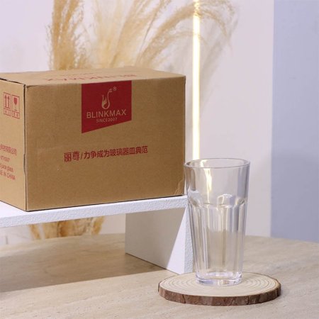 طقم كاسة ماء/6 زجاج سادة KTY5007 بصمة عريض 360مل ++BM2