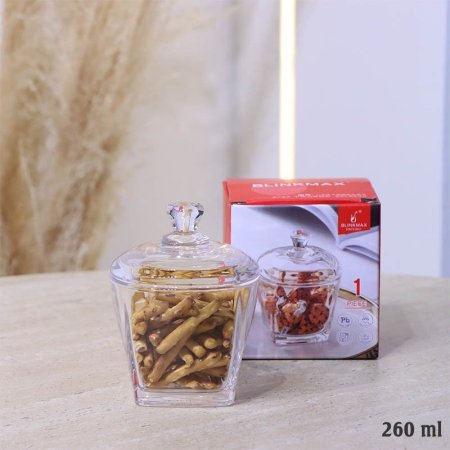 مضيفة زجاج سادة LZ0127 مربع 260مل ++BM2
