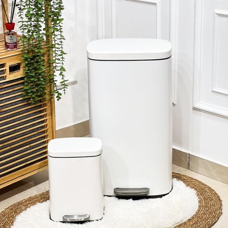 طقم سطل دعسة /2 تنك ابيض مستطيل 30+5 لتر مع دلو QJH1630+1605WH +ط5 A