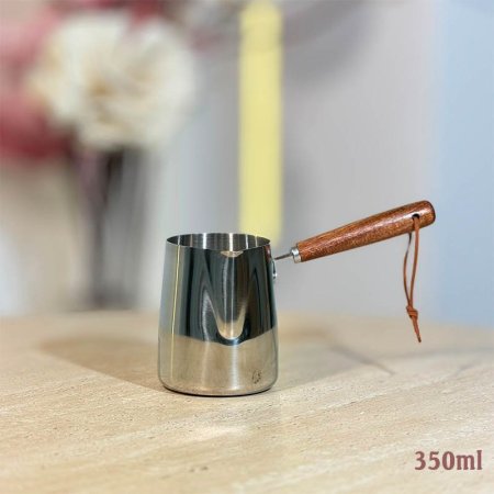 بكرج غلاية 350 مل ستانلس ستيل يد خشب تعليقة حبل GF26/1 =ب1