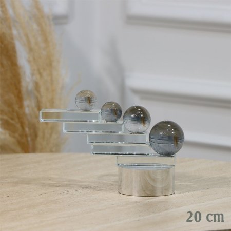 تحفة كرستال 20سم درج وبلورات احجام قاعدة مدور فضي EL85/4 =رم2